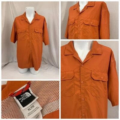 Camisa Manga Corta The North Face XL Naranja Nylon Botón Hong Kong YGI P1-671 Foto 1 de 4