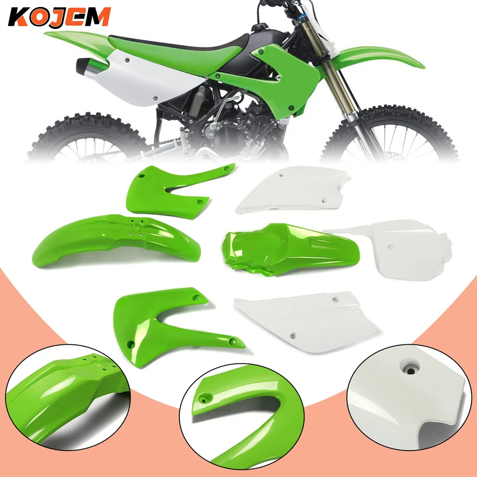 Kit de carrocería de plástico rediseñado verde/blanco para Kawasaki KX100 KX85 2001-2013 Foto 1 de 4