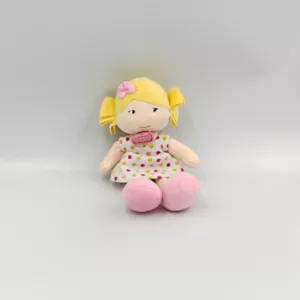Doudou et compagnie poupée fille robe à pois Demoiselles doudou - 29616 - Photo 1/2