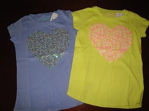 NWT 10 Crewcuts Citrus (Yellow) or Delphinia (Blue) Tee w/ Sparkling Heart 42++ - Picture 1 of 2