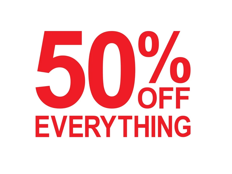 AVELIUK 50% OFF Everything Sale Shop Window Sign Vinyl Stickers Retail Display Decal
