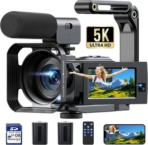 🔥5K 56MP Dual Lens Digital Camcorder Video Camera Wifi IR Night Vision 16X Zoom - Picture 1 of 7