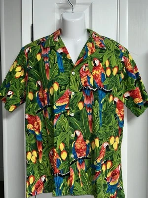 HILO HATTIE HAWAIIAN SHIRT PARROTS MENS LARGE - Image 1 of 4