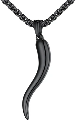 Collar de cuerno italiano para hombre mujer, collar de cuerno de acero inoxidable/negro/oro, Luc Foto 1 de 4