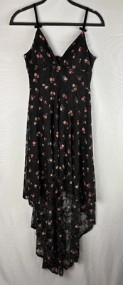 Disney Princess Dress Size Large Black Lace Floral High-Low Dark Floral Cosplay - Image 1 of 4