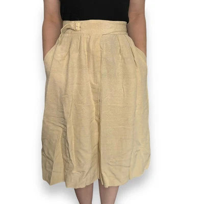 Falda de seda academia ligera de colección para mujer talla 11/42 envolvente sintética beige bolsillos con cinturón Foto 1 de 4