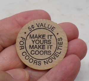 Coors Beer Wooden Nickel Token Golden Colorado D-A HARD TO FIND! - Picture 1 of 2