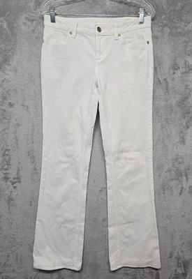 Pantalones de mezclilla Tory Burch clásicos Tory para mujer talla 29 blancos de pana elásticos corte bota Foto 1 de 4