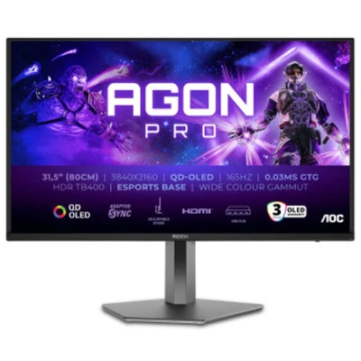 AOC AGON PRO 31.5" 4K UHD 165Hz 0.03ms OLED Gaming Monitor 16:9 HDMI AG326UD - Image 1 of 4