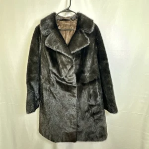 Cappotto pelliccia donna visone vera vintage taglia media senza marchio marrone cioccolato - Foto 1 di 12