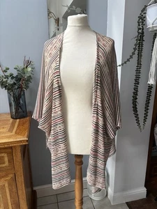 Zara Multicoloured Stripe Waterfall Cardi Poncho Medium - Picture 1 of 7