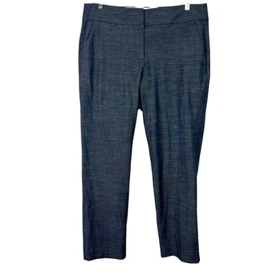 Ann Taylor Loft 全新无标签 Julie Trouser 女式 10 码亚麻混纺 Heather 海军蓝 — 第 1/4 张图片