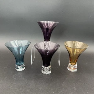 4 Artland ELEGANCE Blue (2)Purple Amber Martini Glasses Bubble Base - Picture 1 of 5
