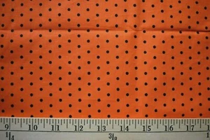 BLACK POLKA DOTS ON ORANGE HALLOWEEN PRINT 100% COTTON FABRIC 29X44 INCHES - Picture 1 of 2