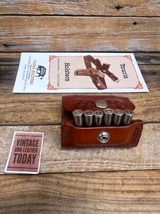 Custom Tauris Light Brown Basket Leather 6 .38 / .357 Cartridge Ammo Dump Pouch - Picture 1 of 3