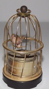 Vintage Small Brass Birdcage With Bird Thermometer MCM Retro - Picture 1 of 17