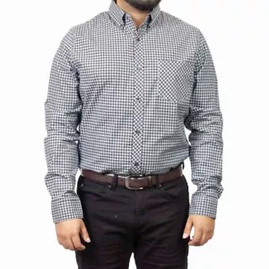 Ben Sherman Men's Small Button-Down Shirt Gingham Check Stretch Long Sleeve NEW - Picture 1 of 11
