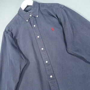 Ralph Lauren Shirt Mens Large Blue Red Blake Button Down Pony Distressed Top RL - Picture 1 of 21