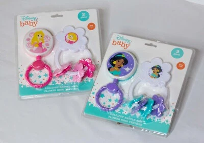 DISNEY Baby Character Rattle And Star Key Teether PRINCESS - 2 PACK (4 items!) - Image 1 of 4