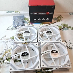 SET OF FOUR WHITE ARGB PC Case Fan 120mm 3 in 1 High Airflow Low Noise w Control - Picture 1 of 11