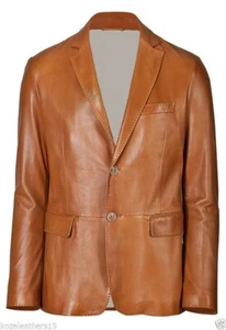 Herren Echt Weich Lammleder Reinleder Blazer Jacke Zwei Knopf Mantel - Bild 1 von 5