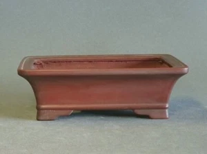 Japanese Bonsai Pot Tokoname BIGEI 6.5"(16.5cm) Brown Unglazed Rectangle G052 - Picture 1 of 4
