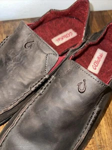Olukai Moloa Kohana Slip Ons SZ 10.5 Brown Leather Loafer Sneaker Comfort Shoes - Bild 1 von 14
