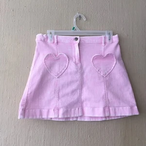 Crewcuts Girls Jean Denim Skirt 14 Pink Heart pockets J Crew valentines - Picture 1 of 7