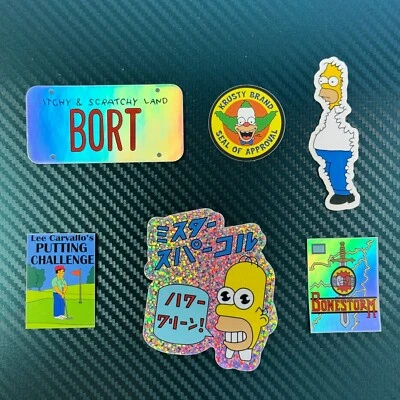 Homer Meme, Bonestorm, Mr. Sparkle, Bort, Krusty - 6 Simpsons Hologram Stickers - Image 1 of 4