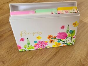 Floral Recipe Organiser Box With Blank Cards and Dividers