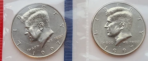 1997 P, D Half Dollar Kennedy - Uncirculated US Mint Cello Wrap **ON HAND** Cover