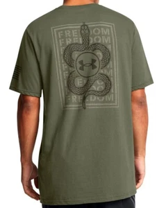Camiseta Under Armour 1386732 UA Para Hombre Freedom Snake Gráfico Algodón OD Verde - Imagen 1 de 3