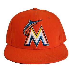 Miami Marlins New Era 5950 Orange Fitted Hat, Size 7 1/8, Official On Field NWOT