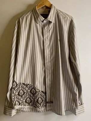 English Laundry Christopher Wicks Shirt Men XXL Blue Beige Striped VTG 90S Y2K - image 1 of 4