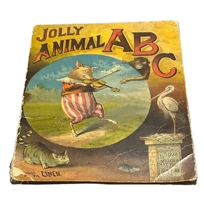 Jolly Animal ABC Victorian Era Children's Book Copyright 1888 By McLoughlin Bros - Picture 1 of 8