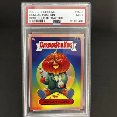 2021 GARBAGE PAIL KIDS CHROME 4 153B DUNCAN PUMPKIN ROSE GOLD REFRACTOR PSA 9 - Image 1 of 3