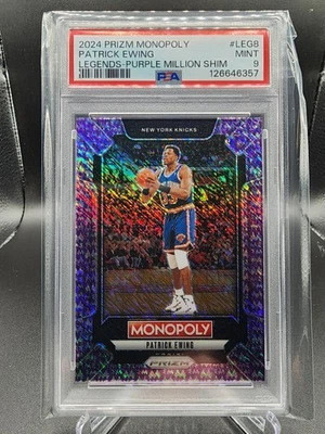 Prizm Monopoly Patrick Ewing Purple Millionaire Shimmer 2024/50 PSA 9 Foto 1 de 2