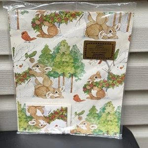 Vintage 80s NEW SEALED Current Cottontail Christmas Wrapping Paper Code 6557 - Picture 1 of 7