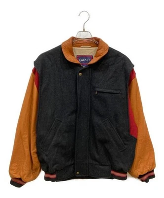 GANT                    90s Wool Leather Award Jacket Gray x Brown - Image 1 of 4