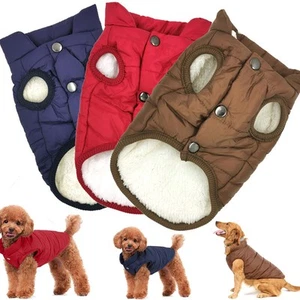 2 Layers Fleece Lined Warm Dog Jacket Winter Cold Weather Small Dog Coat - Picture 1 of 28
