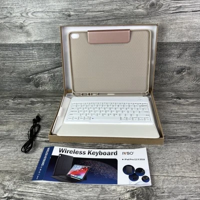 IVSO WIRELESS BLUETOOTH KEYBOARD FOLIO CASE FOR IPAD PRO 12.9" PINK 2018 - Image 1 of 4