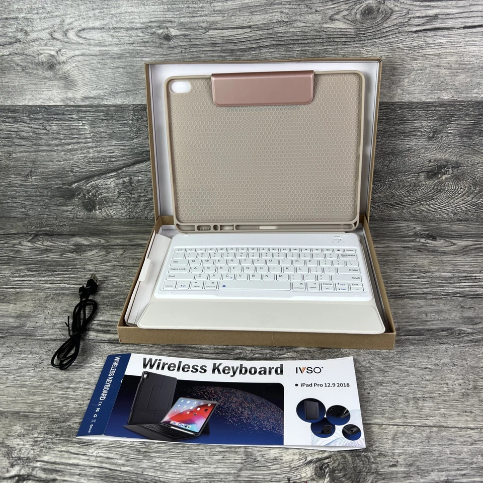 IVSO WIRELESS BLUETOOTH KEYBOARD FOLIO CASE FOR IPAD PRO 12.9" PINK 2018 - Image 1 of 4