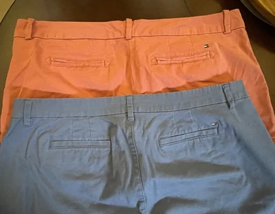 2 PARES Pantalones Cortos Tommy Hilfiger Para Mujer Talla 16 Naranja TAN Caminar Chino Largo Medio Foto 1 de 4