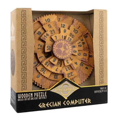 Grecian Computer Mechanical Math Puzzle, Wooden Brainteaser Gift for History ... - Image 1 of 4