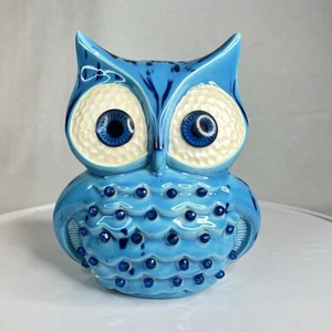 Ceramic Owl Tealight Candle Holder 5.5 in. Tall Beautiful Blue Decor - Picture 1 of 8