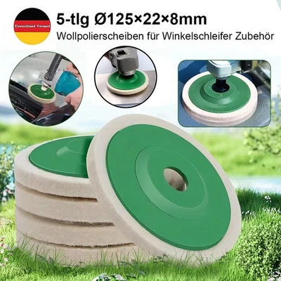 5-tlg 125mm×22mm Wollpolierscheiben Polierscheibe Polierpads für Winkelschleifer - Bild 1 von 4