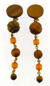 Steven Dweck Wooden Drop Style Earrings - New - Picture 1 of 6