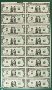Sheet of 16 - Series of 1981 $1 Federal Reserve Notes - FRB New York - Picture 1 of 10