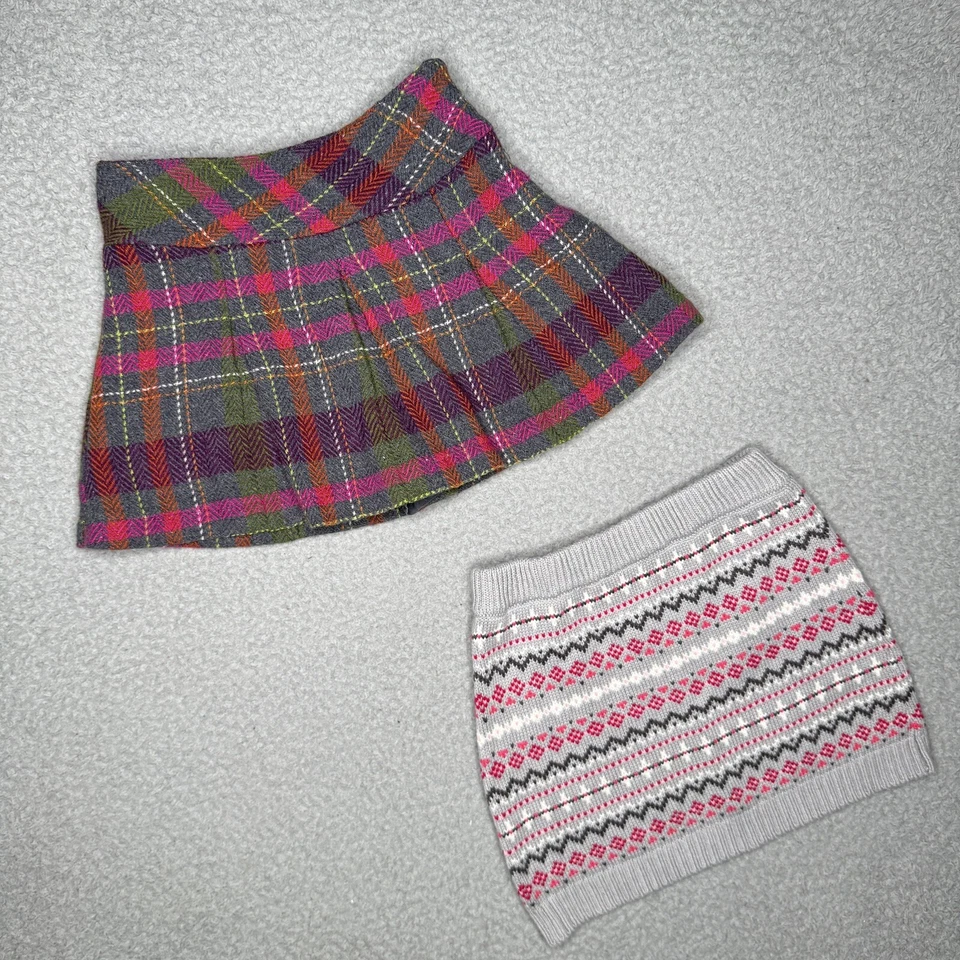 Gymboree 迷你裙女孩 4 格子灰色粉红色羊毛混纺短裙套装 — 第 1/4 张图片