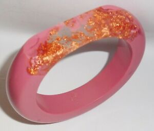 Sobral Orlando Opaque Pink Copper Metalique Metodo Artist Made Bangle Bracelet